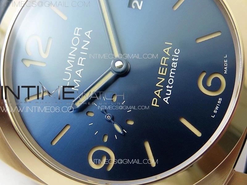 Pre Order PAM1114 RG VSF 1:1 Best Edition Blue Dial on Blue Leather Strap P.9010 Super Clone